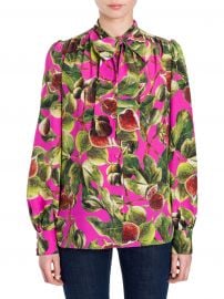 Fig Print Tie Neck Blouse at Saks Fifth Avenue